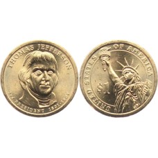 1 δολλάριο ($1) ΗΠΑ 2007 Jefferson ακυκλοφόρητο (UNC) 1 δολλάριο ($1) ΗΠΑ 2007 Jefferson ακυκλοφόρητο (UNC)
