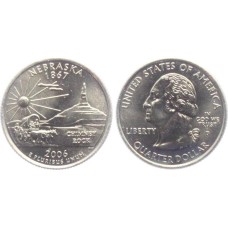 1/4 δολλάριο Αμερικής 2006 Statehood Nebraska - Chimney Rock - Fuhrwerk ακυκλοφόρητο (UNC)